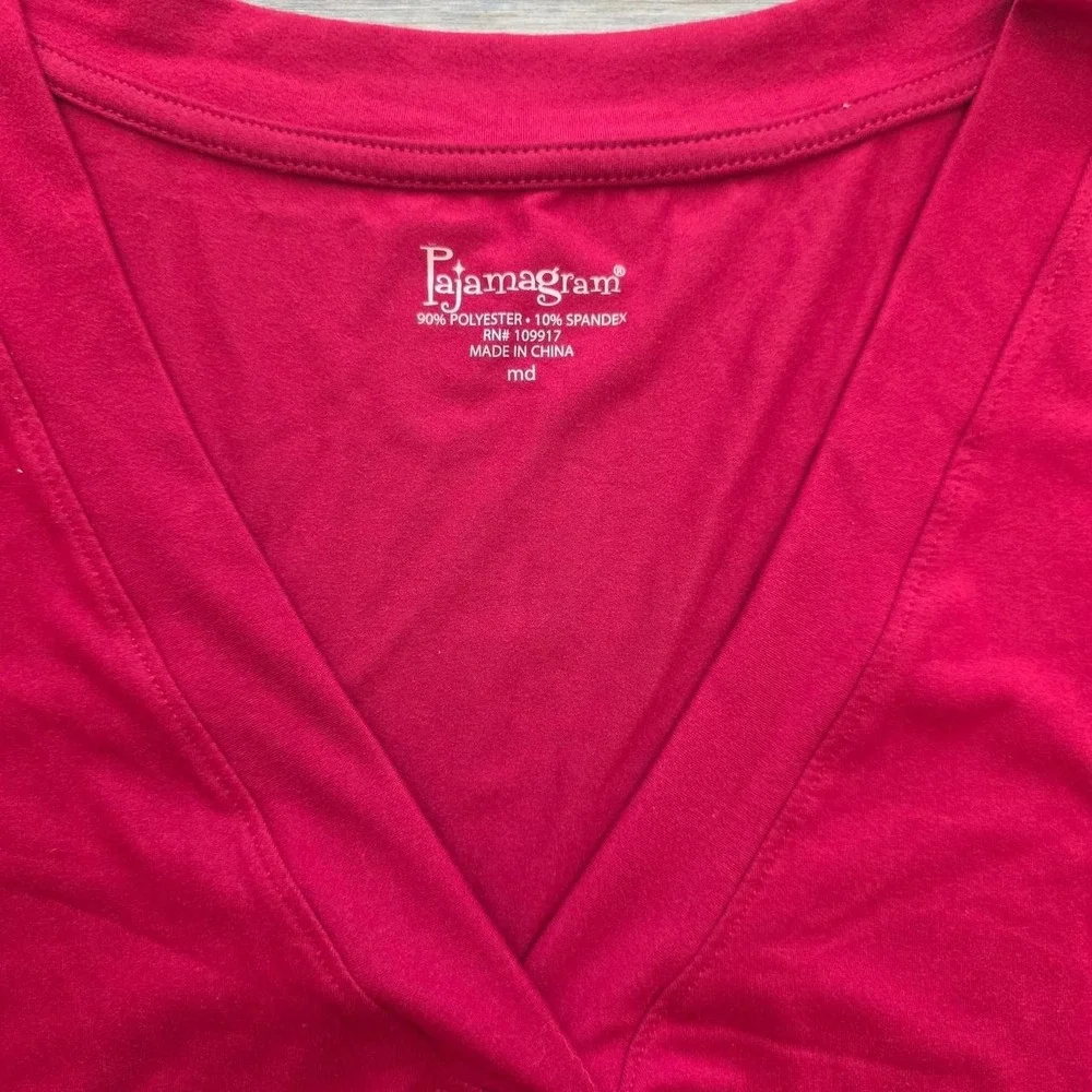 Pajamagram Ruby Red Soft 2-Piece Lounge Set V-Neck Wide Leg Pajamas Womens Med